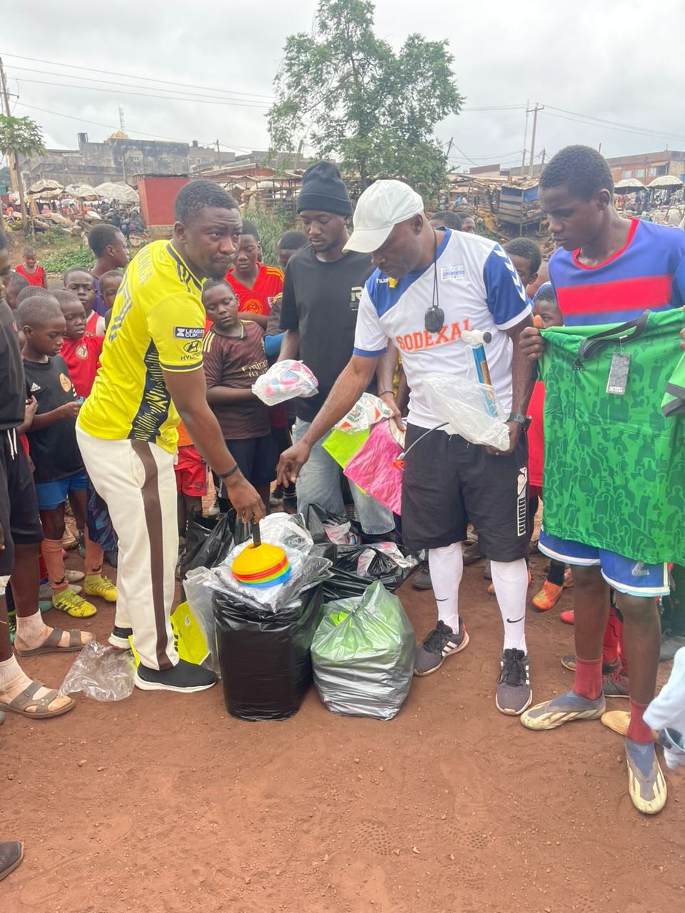 Handing out equipment